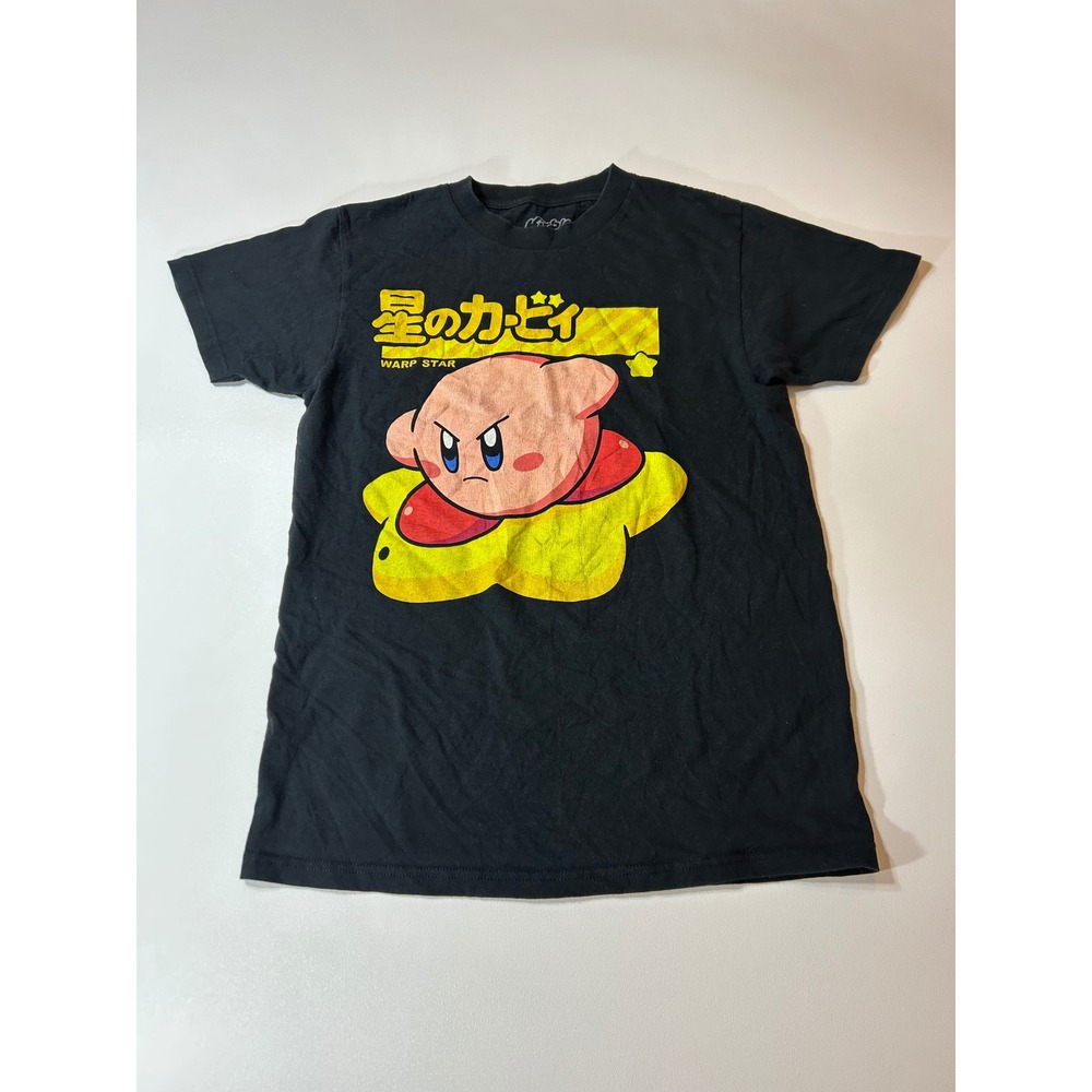 Nintendo Kirby Graphic T-Shirt Men's Small Black Warp Star Japanese Manga